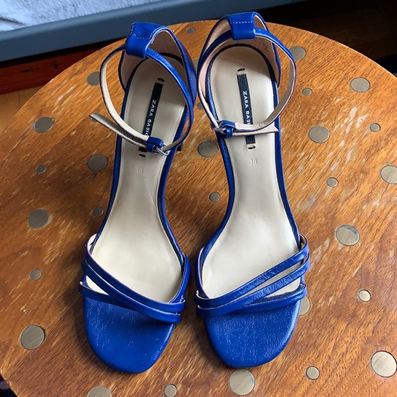 Zara leather strap ankle heel sandal